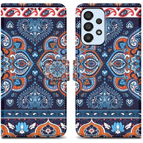 Cadorabo Ohi&scaron;je, združljiv s Samsungom - Design Blue Mandala &scaron;t. 1 - Za&scaron;čitni pokrov z magnetnim zapiranjem, funkcijo stojala in režo za kartico, (20694644) Cene