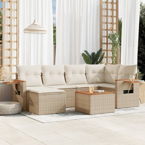 vidaXL 7-dijelni set vrtnih sofa od poliratana s jastucima bež Cijene