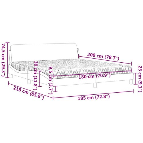 VidaXL Krevet s madracem smeđesivi 180x200 cm tkanina Slike