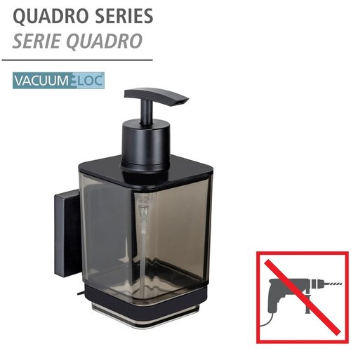 Wenko Crni plastičan samoljepljiv dozator sapuna 340 ml Quadro &amp;ndash; Slike
