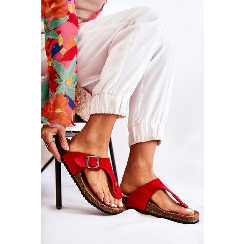 Kesi Women's Slippers With A Buckle Red Elina Slike