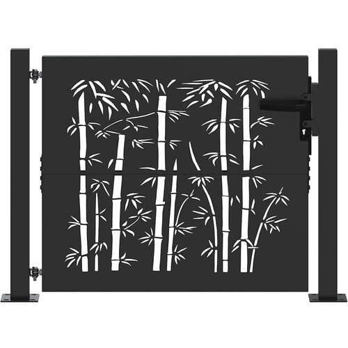  Vrtna vrata Crna 110 x 105 cm Čelik s prahom premazan Slike