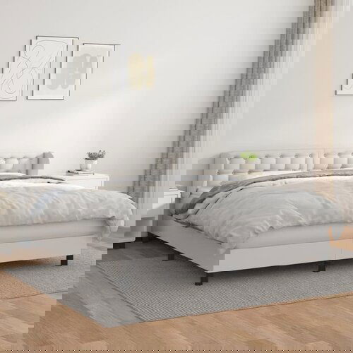 The Living Store Box spring postelja z vzmetnico bel 160x200 cm umetno usnje - Box Spring Postelja, (21518431) Cene