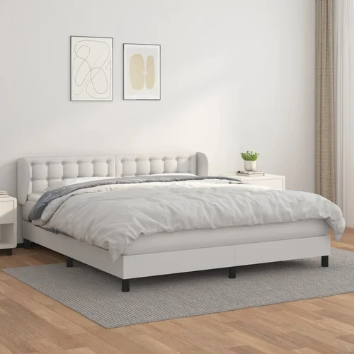 The Living Store Box spring postelja z vzmetnico bel 160x200 cm umetno usnje - Box Spring Postelja, (21518431)