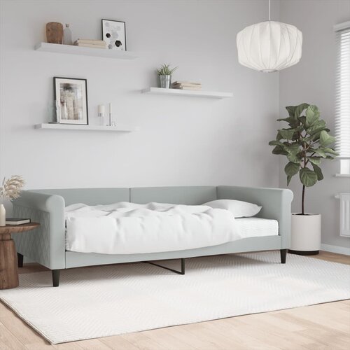 VidaXL Dnevna postelja z vzmetnico svetlo siva 100x200 cm žamet Slike