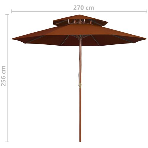  Suncobran s dvije razine i drvenim stupom 270 cm terakota Slike