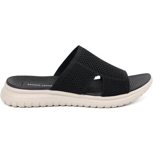 Sergio Leone Women's black platform flip flops by Cene