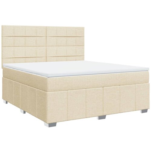 vidaXL Box spring postelja z vzmetnico krem 180x200 cm blago, (21305951) Cene