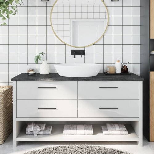  Kopalniški pult temno siv 160x60x4 cm obdelan trden les Cene
