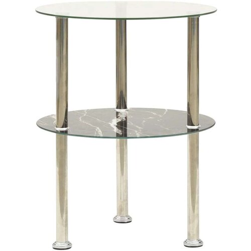  Bočni stolić s 2 razine prozirni i crni 38 cm kaljeno staklo Cijene