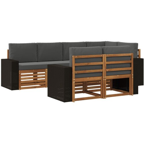 vidaXL Kotna sedežna garnitura z blazino 7 pcs Naravna in antracitna, (5000283532) Cene