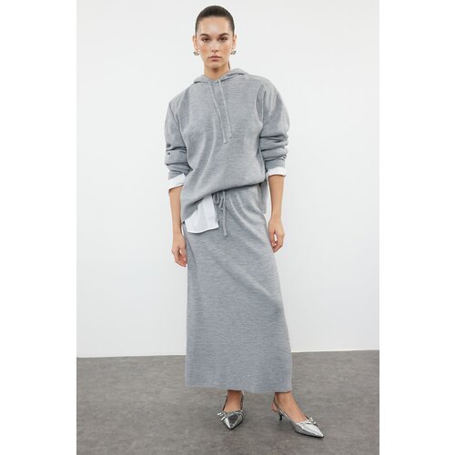 Trendyol Gray Hooded Sweater-Skirt Knitwear Bottom-Top Set Cijene