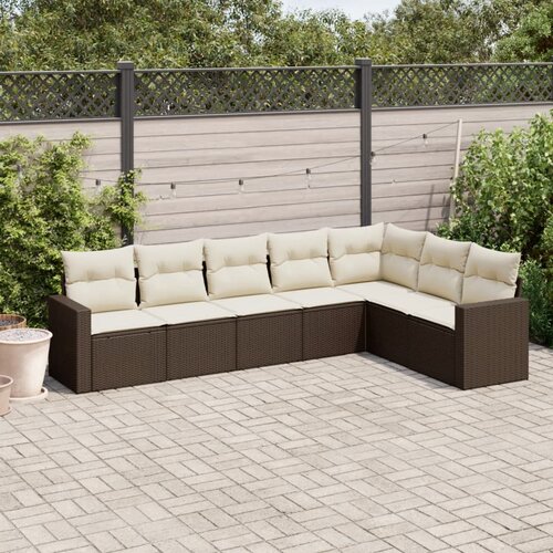 vidaXL 7-dijelni set vrtnih sofa od poliratana s jastucima smeđi Cene