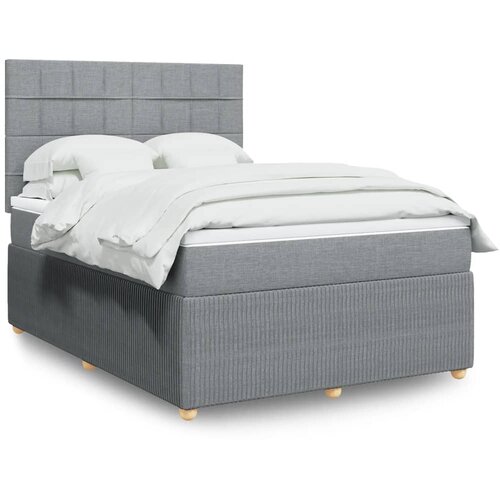 vidaXL Box spring posteljni z vzmetnico svetlo siv 140x190 cm blago Cene