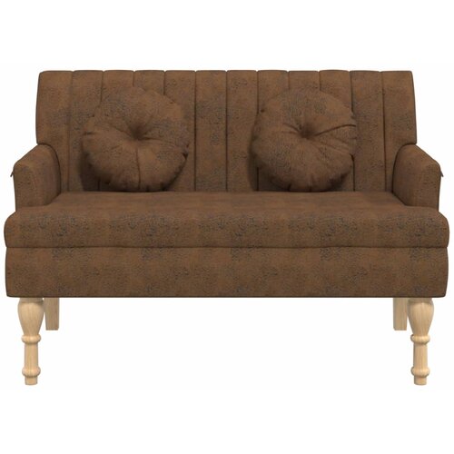  Klupa s naslonom smeđa 113x64,5x75,5 cm umjetna bru&amp;scaron;ena koža Slike