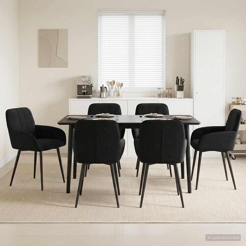 Trpezarijske stolice 6 pcs Baršun Crna 57 x 50 x 85 cm Cene