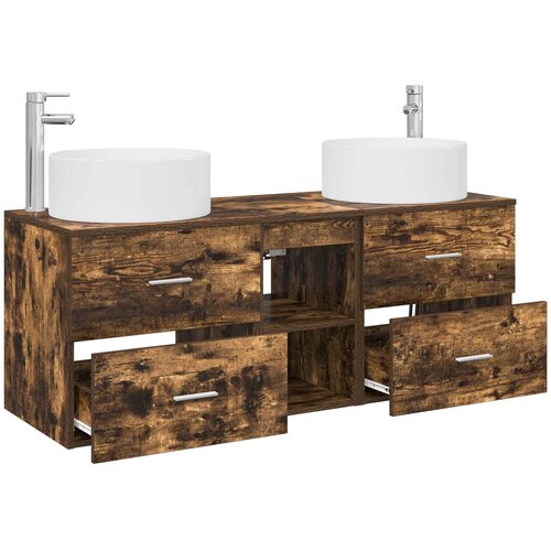  Set namje&amp;scaron;taja za kupaonicu 3 kom. Dimljeni hrast Smeđa 49.5 x 44.5 x 65.5 cm Slike