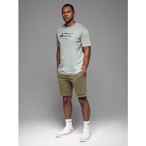 Ombre Fitted men's printed short sweat shorts - olive Cene