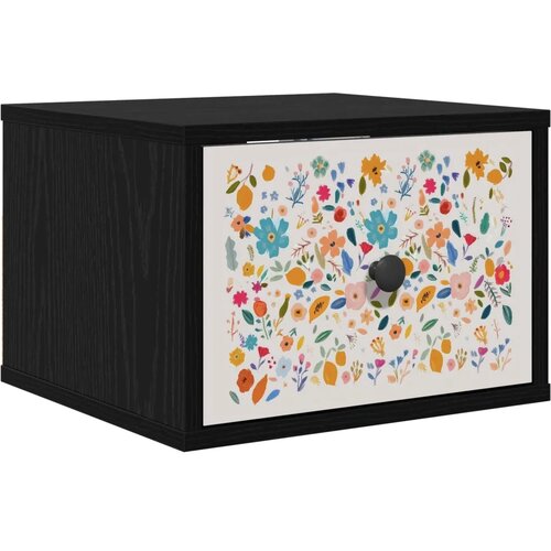  Wall-mounted noćni ormarić MAINZ Crni hrast 36 x 33 x 25 cm - Crni hrast Cvjetni uzorak 1 Slike