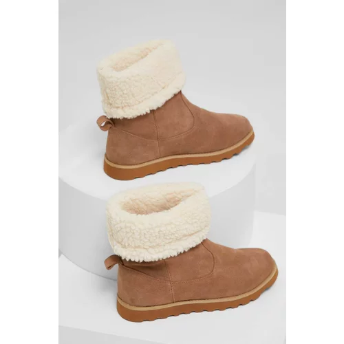 Answear Lab Čizme za snijeg od brušene kože boja: bež