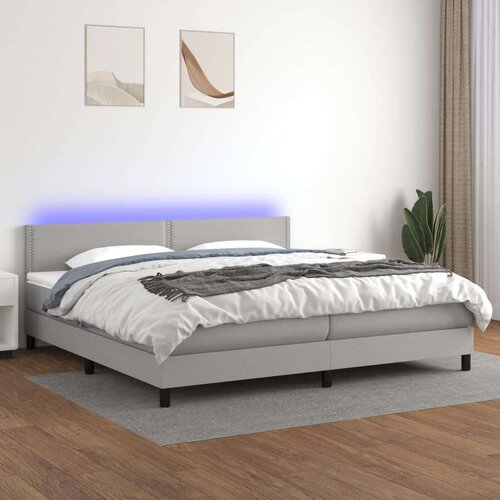  Box spring postelja z vzmetnico LED sv. siva 200x200 cm blago, (20726002) Slike