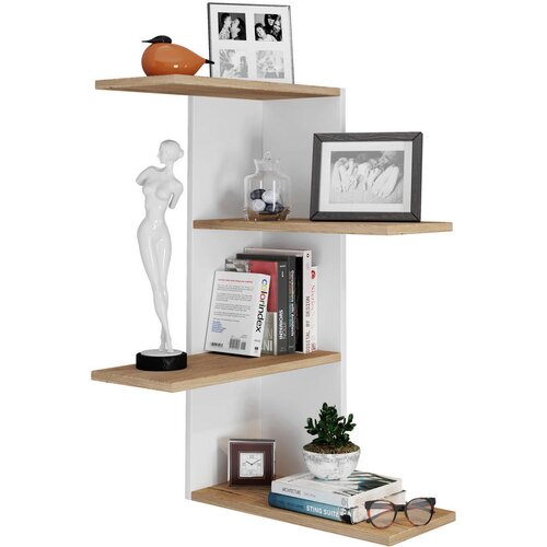 MID.YOU KOTNI REGAL 45/77/45 cm bela, medeni hrast Slike