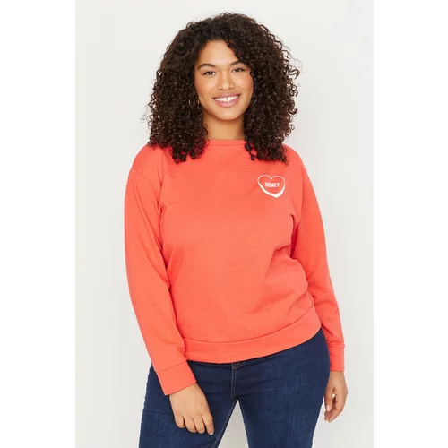 Trendyol Curve Plus Size Sweatshirt - Pink - Relaxed fit