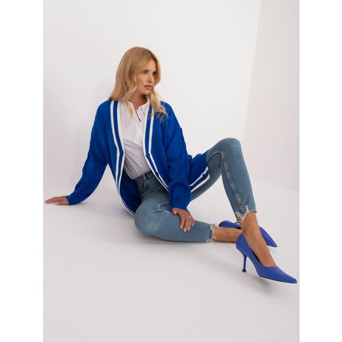 Fashion Hunters Women's cobalt blue cardigan with wool Cene