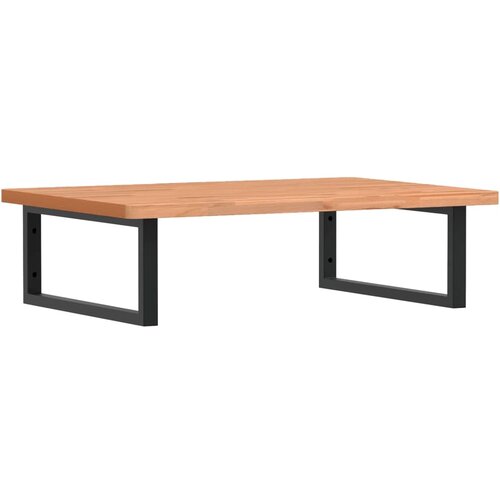  Zidna polica za umivaonik od čelika i masivne bukovine Smeđa 80 x 55 x 2.5 cm Slike