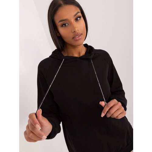 Fashion Hunters Basic Black Cotton Hoodie Cene