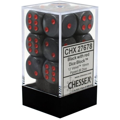 Chessex Kockice - Velvet - Black &amp;amp; Red (12) Slike