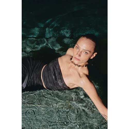 Trendyol X Zeynep Tosun Black Knitted Shiny Stone Bustier