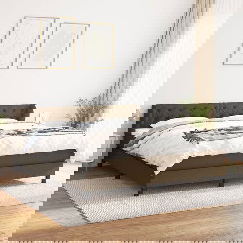  The Living Store Box spring postelja z vzmetnico temno rjava 160x200 cm blago - Box Spring Postelja, (21502836) Slike