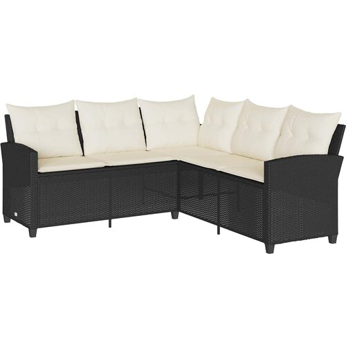 Maison Chic kavč - Sofa - Kanape garnitura L oblike z blazinami črn poli ratan, (21727848) Cene
