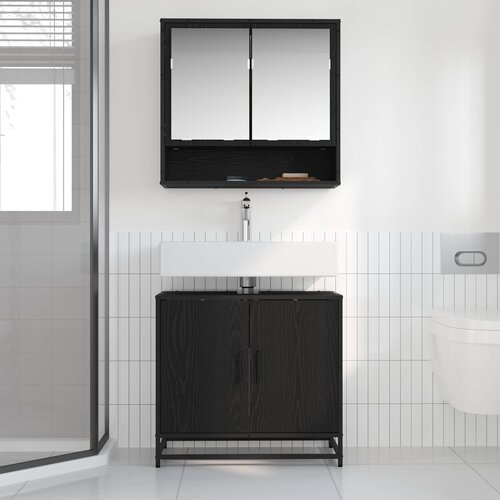  Set namje&amp;scaron;taja za kupaonicu 2 kom. Crni hrast 65 x 33 x 60 cm Slike