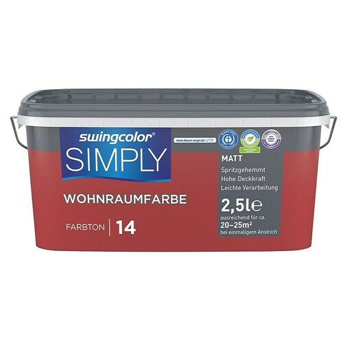 SWINGCOLOR Boja za zid Simply (Crvena – br. 14, Mat, 2,5 l) Cijene