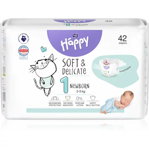 Bella Baby Happy Soft&Delicate Size 1 Newborn plenice za enkratno uporabo 2-5 kg 42 kos