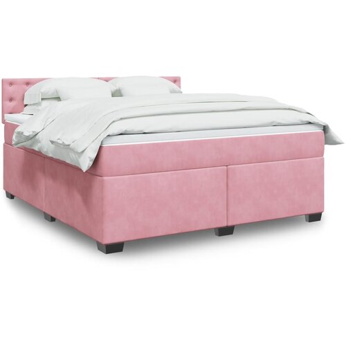 vidaXL Box spring postelja z vzmetnico roza 180x200 cm žamet Cene