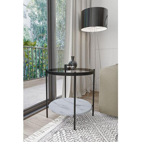 Woody Fashion tory - transparent, marble, white transparentmarblewhite side table Slike