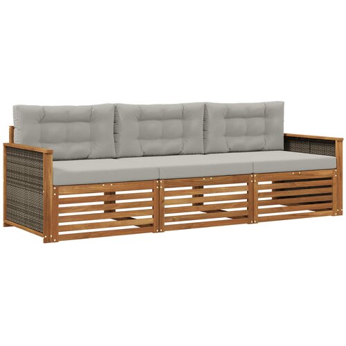 vidaXL Zunanja garnitura za sedenje 3 pcs Naravna in svetlo siva, (5000280045) Cene