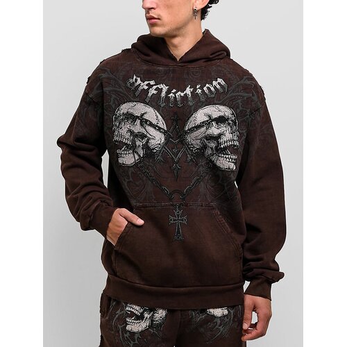 Affliction Collapse Pulover s kapuco dk.brown lava wash Slike