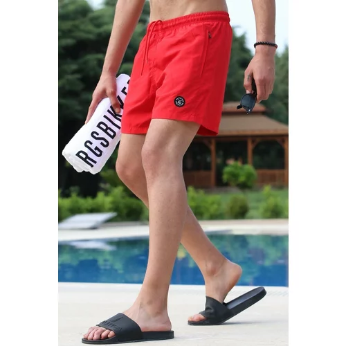 Madmext Swim Shorts - Red - Plain