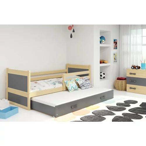 BMS Group Otroška postelja Rico z dodatnim ležiščem - 80x190 cm - bor/grafit