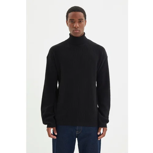 Trendyol Black Men's Oversize Wide Fit Turtleneck Basic Sweater