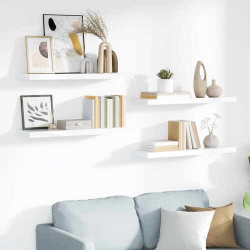  Plutajuće zidne police 4 kom sjajne bijele 90x23,5x3,8 cm MDF Slike