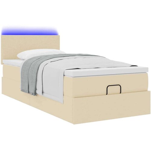 VidaXL Otomanski okvir kreveta s madraca krem 90x190cm od tkanine Slike