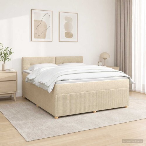  Boxspring krevet s madracem Krem 140 x 200 cm Tkanina Slike