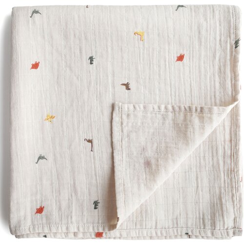 Mushie Muslin Swaddle Blanket Organic Cotton odeja za povijanje Dinosaurs 120cm x 120cm 1 kos Cene