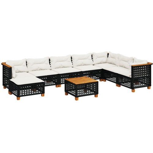 Maison Chic Seti vrtnega pohi&amp;scaron;tva - Vrtna garnitura - Vrtni pohi&amp;scaron;tvo set 9-delna z blazinami črn poli ratan, (21805750) Slike