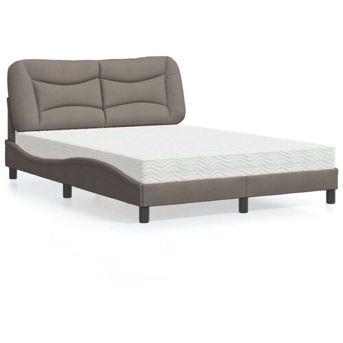  Postelja z vzmetnico taupe 120x200 cm blago Slike